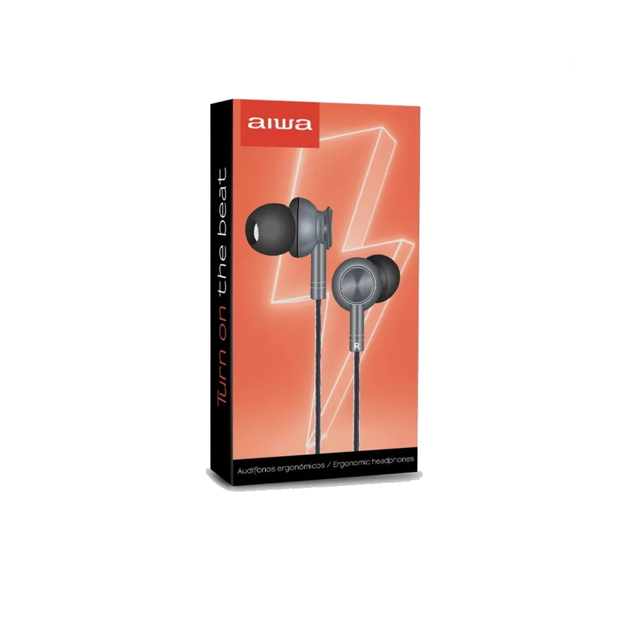 Auriculares Aiwa AWF1G ergonómicos cableados gris