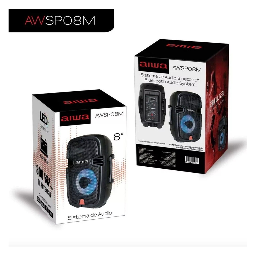 Caja amplificada Aiwa AWSP08 300W 8" MP3 USB SD BT Batería - Imagen 5
