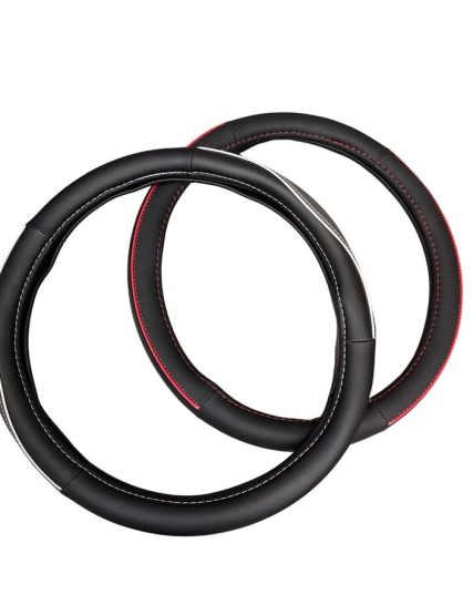 Cubre Volante Simil Cuero Costura Roja Blanca TXCVOLANTE